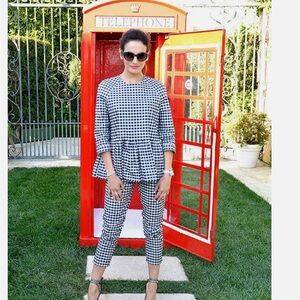 Victoria Beckham gingham peplum top